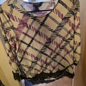 Alfani Women's Top with Black and Purple Pattern